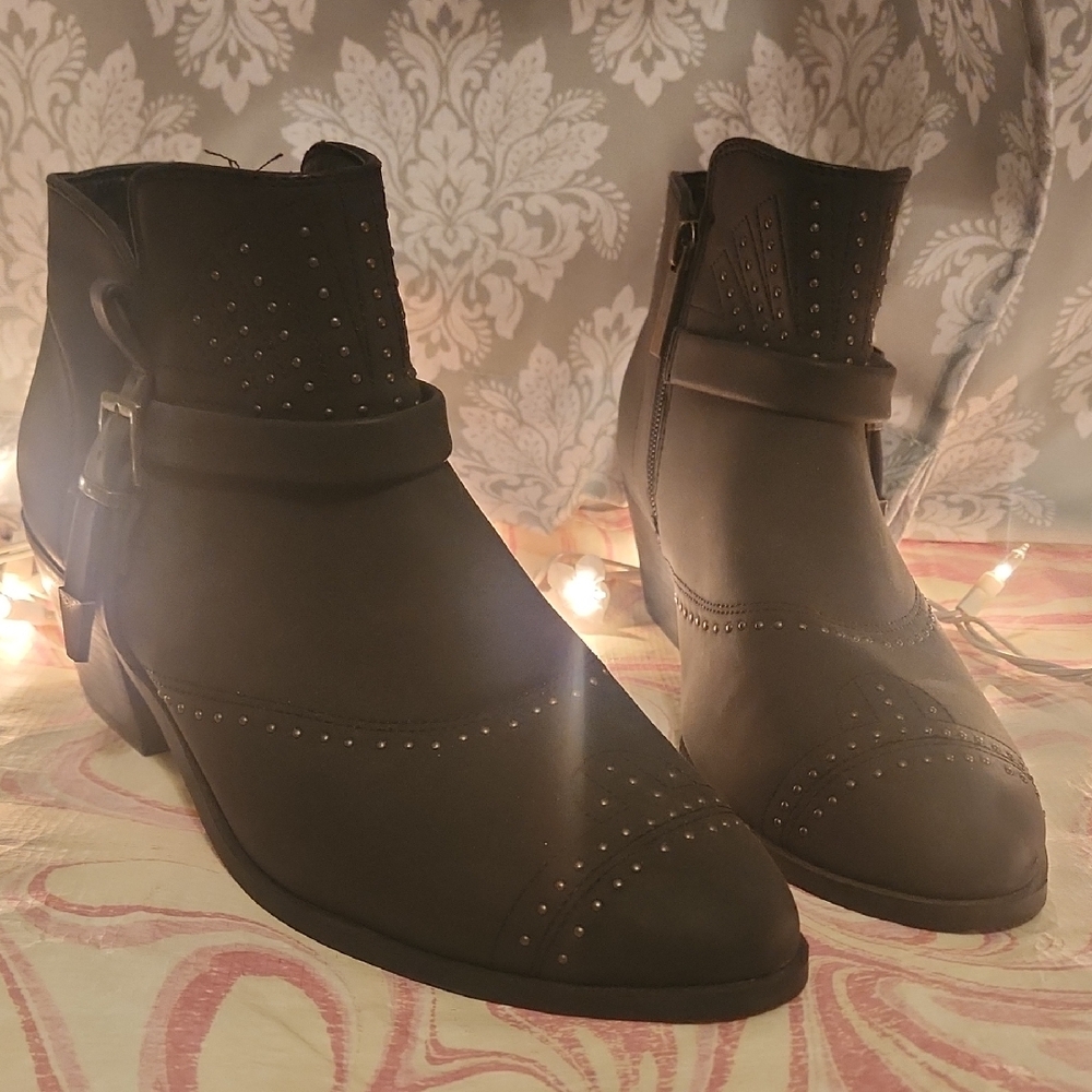 Studded Grey Ankle Boots